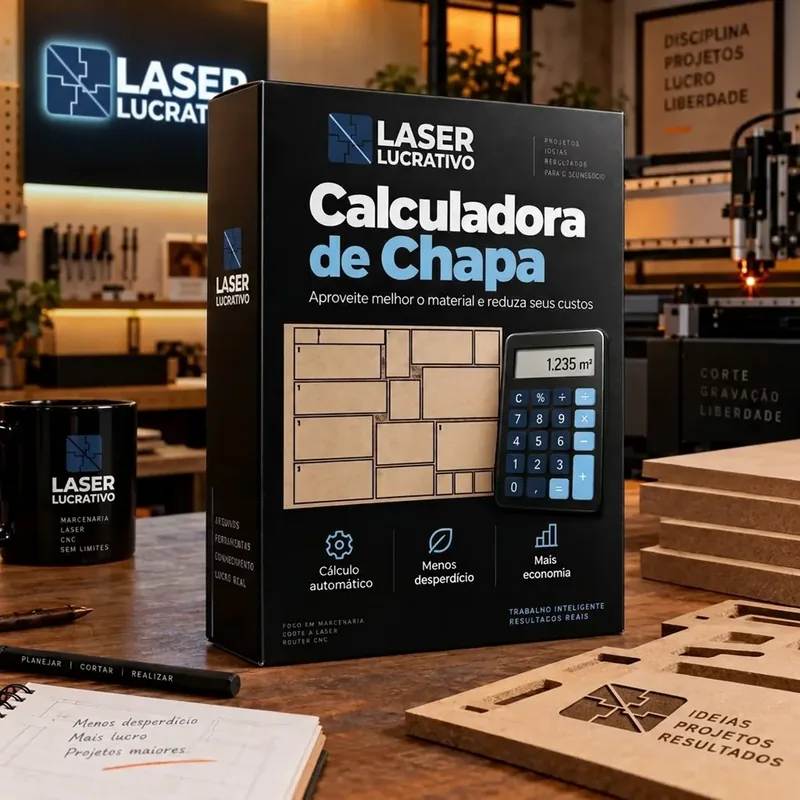 Caixa da Calculadora de Chapa, com plano de corte e aproveitamento de material