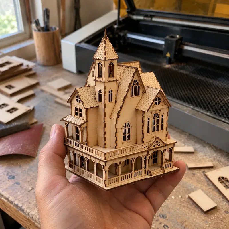 Maquetes e casas em MDF cortadas a laser